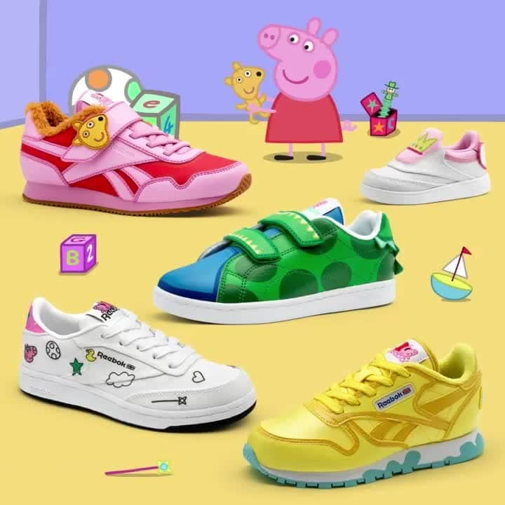 Reebok classic JPのインスタグラム：「Reebok x PEPPA PIG 英国生まれの人気キャラとのコラボによるキュートなキッズコレクション。 #リーボック #キーボッククラシック #PEPPAPIG」