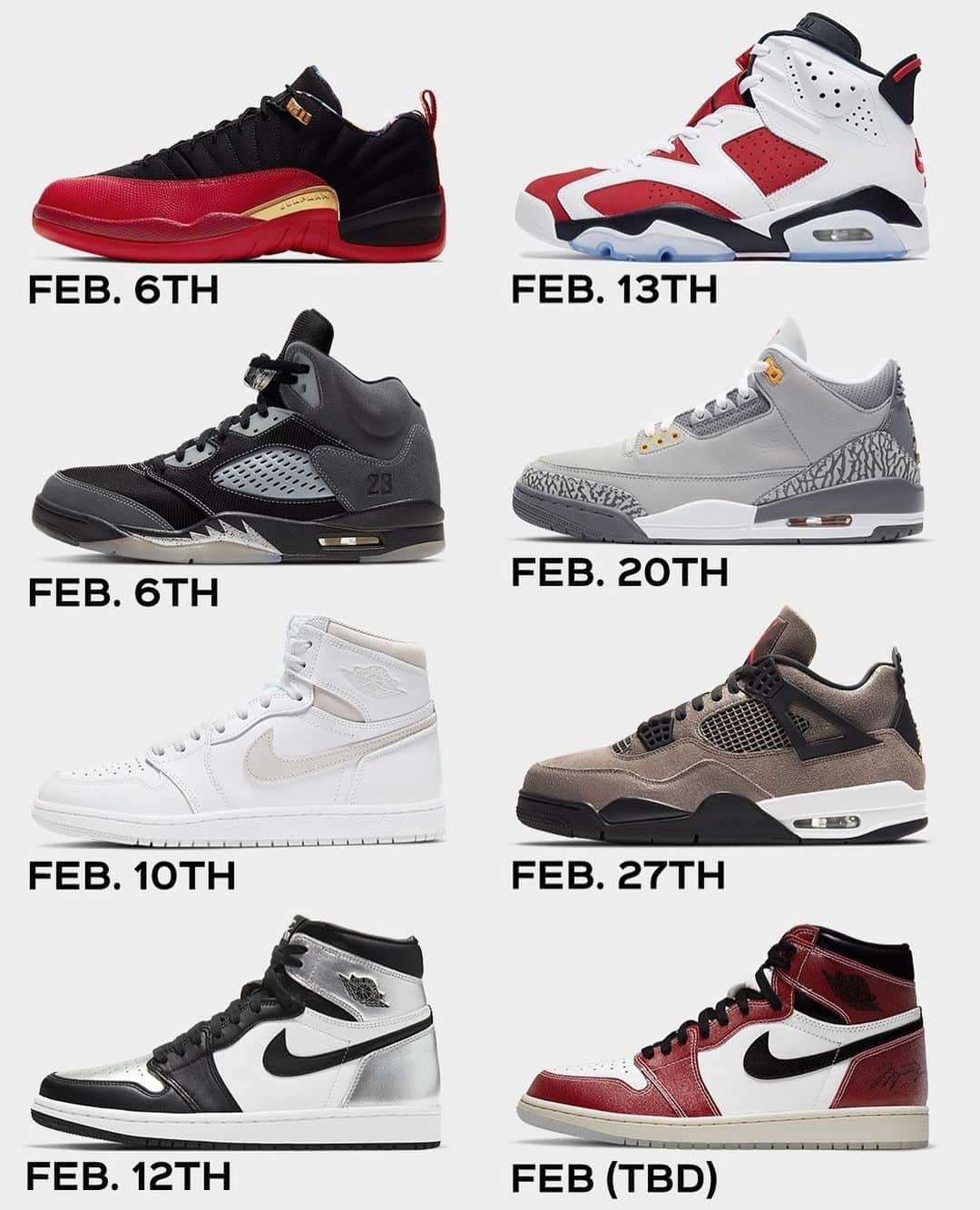 jordandepotのインスタグラム：「🧐 Which pairs are on your radar for February? 🗓 ⠀ ⠀ h/t @jordansdaily」