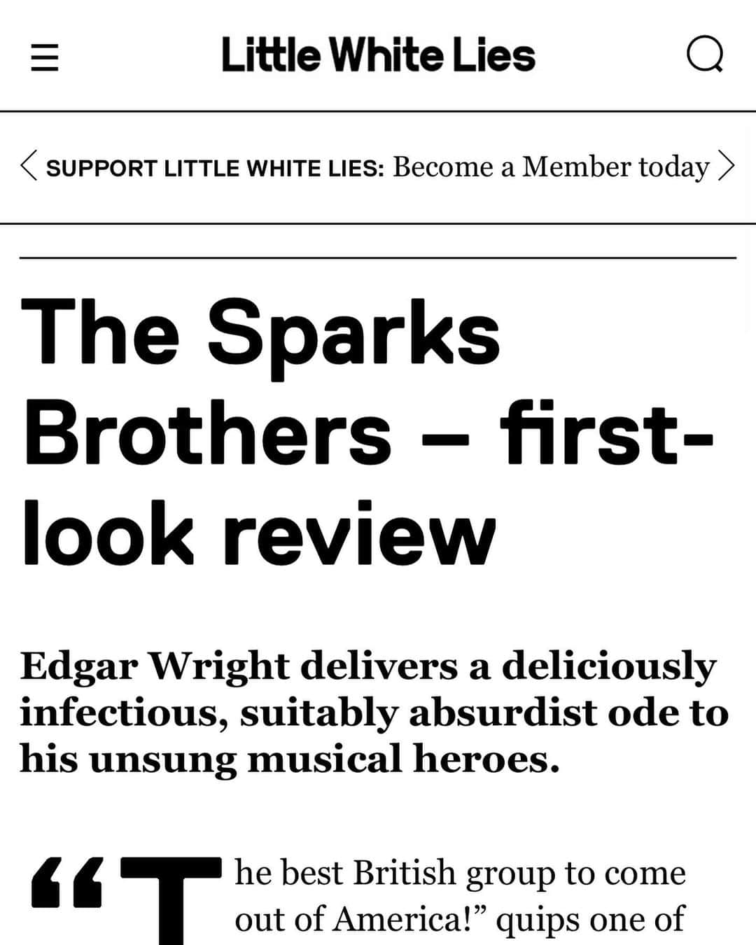 エドガー・ライトさんのインスタグラム写真 - (エドガー・ライトInstagram)「Thrilled with the first wave of reviews for #TheSparksBrothers. It means so much to me, @sparks_official & the hard working crew on this, that critics, Sparks fans and, especially, Sparks virgins are responding to it. Can’t wait for everyone to see!」2月1日 8時06分 - edgarwright
