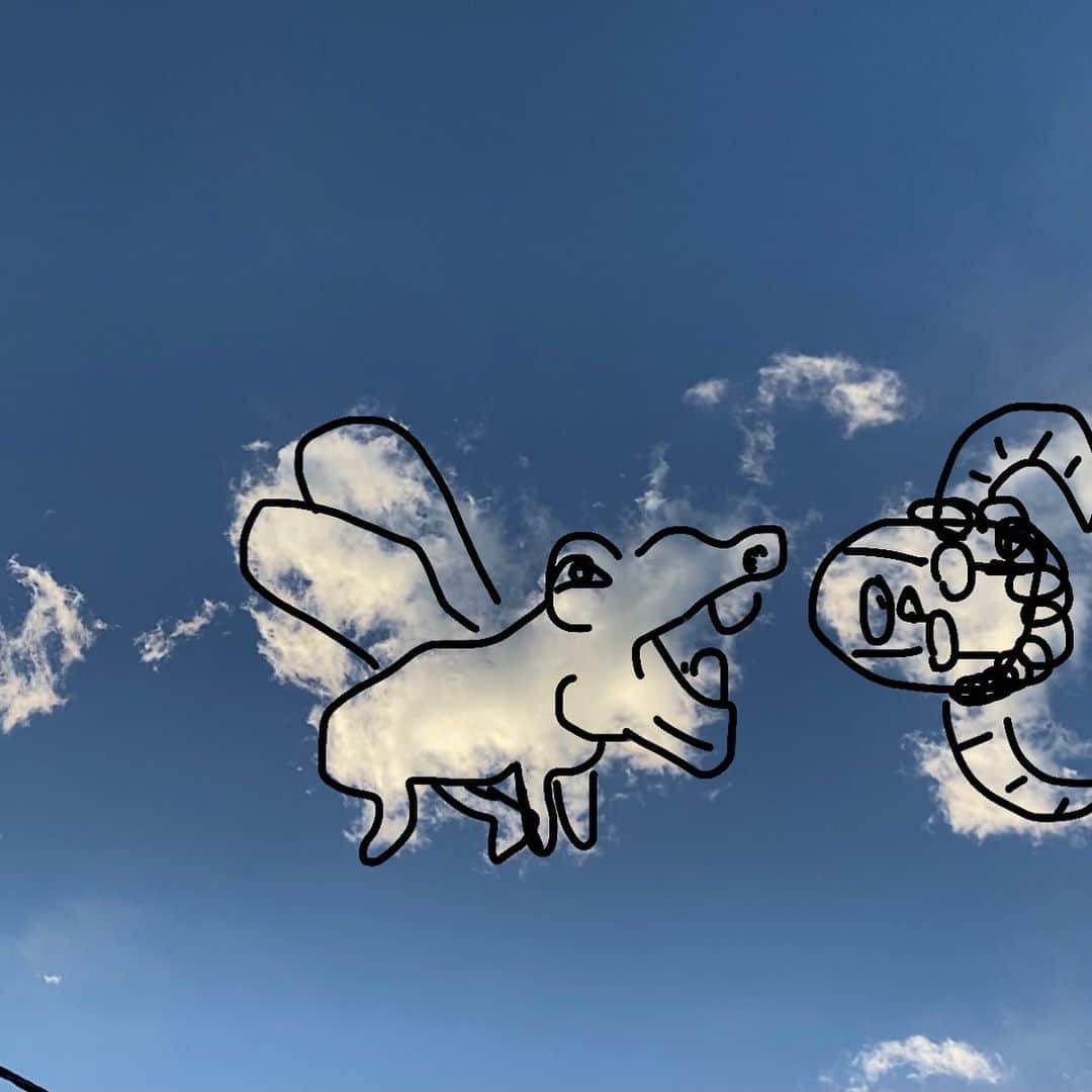 くっきー（川島邦裕）さんのインスタグラム写真 - (くっきー（川島邦裕）Instagram)「#いい雲だなぁ #空と雲はずっと見てれるよね #雲なんて色んな形になってさ #ほら #この雲なんて #飛びガバが #バッファローマンヘッドを #追いかけてる #雲はいいなぁ❤︎」2月1日 17時04分 - nikuguso_taro