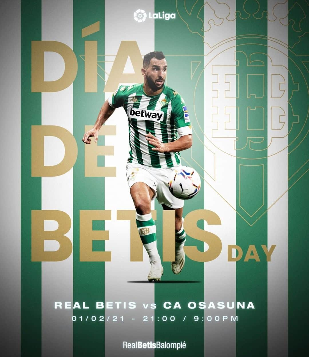 レアル・ベティスさんのインスタグラム写真 - (レアル・ベティスInstagram)「¡Hoy es diferente! 🙌 ¡Hoy es #DíaDeBetis! 💚💚  📍 Jornada 21  🆚 @caosasuna  🏟 Benito Villamarín ⏰ 21:00h  📺 @gol_television  -- Today is different! 🙌 Today is a #BetisDay! 💚💚  📍 Match 21  🆚 CA Osasuna 🏟 Benito Villamarín ⏰ 9 p.m. (CET)  #ForeverGreen」2月1日 18時22分 - realbetisbalompie