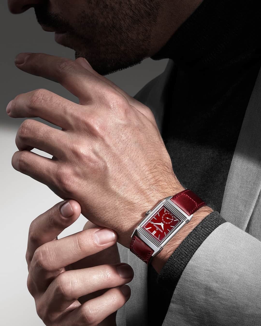 ジャガールクルトのインスタグラム：「Reverso, infused with taste.  #Reverso _ Reverso Tribute Small Seconds _ Captivating look seducing with technical and aesthetic perfection revealing audacity and mystery. An extension of yourself perfectly enhanced with a matching strap designed by celebrated @casafagliano. Could it be the gift of a lifetime?  _ #JaegerLeCoultre #Reverso #JLCGift #ValentinesDay #Style #ArtDeco #Icon #HomeofFineWatchmaking #SwissWatch #ValleeDeJoux #Watchmaking #Craftsmanship #SavoirFaire」