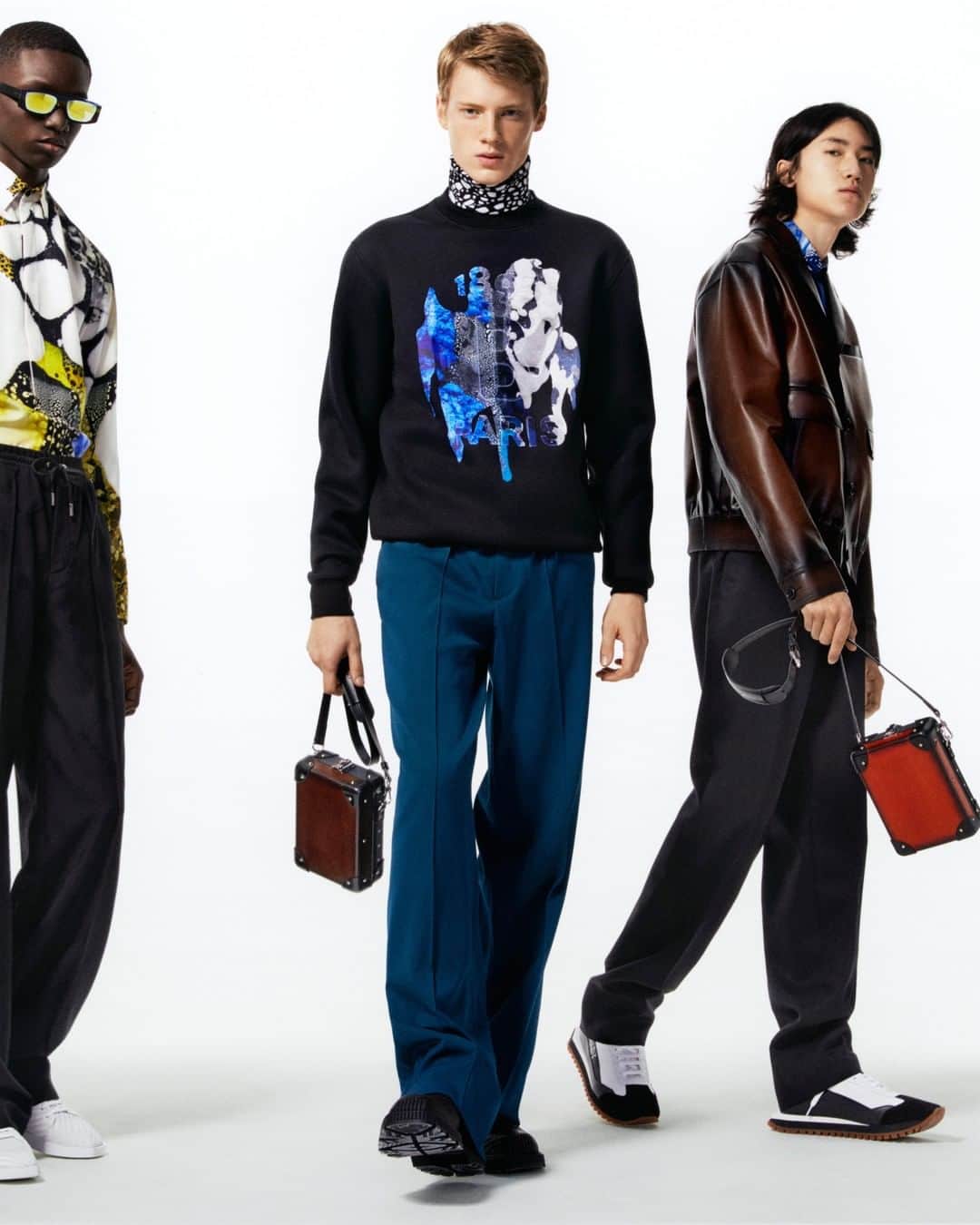 ベルルッティのインスタグラム：「- THE #BERLUTI x BRIAN ROCHEFORT COLLECTION BY @kris_van_assche -  The Summer 2021 collection is a result of a dialogue between Artistic Director Kris Van Assche and Ceramicist Artist @energygloop.  Introducing the Globle-Trotter Mini Messenger now available in SIGNATURE canvas and different patinas like TDM Intenso, Terracotta and Alpine Green.  Collection now available In-Store and on the E-Shop.  Photography by @carlijnjacobs  Creative Direction by #krisvanassche and @mmparisdotcom  Styling by @mauricionardi」