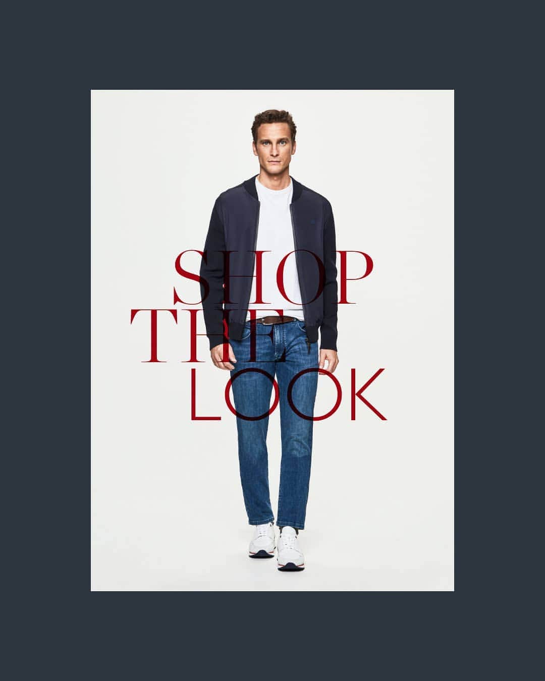 ハケットのインスタグラム：「Paired with our jeans and t-shirts, the versatility of our new hybrid bomber jacket make it the perfect layer to build a unique and contemporary style.」