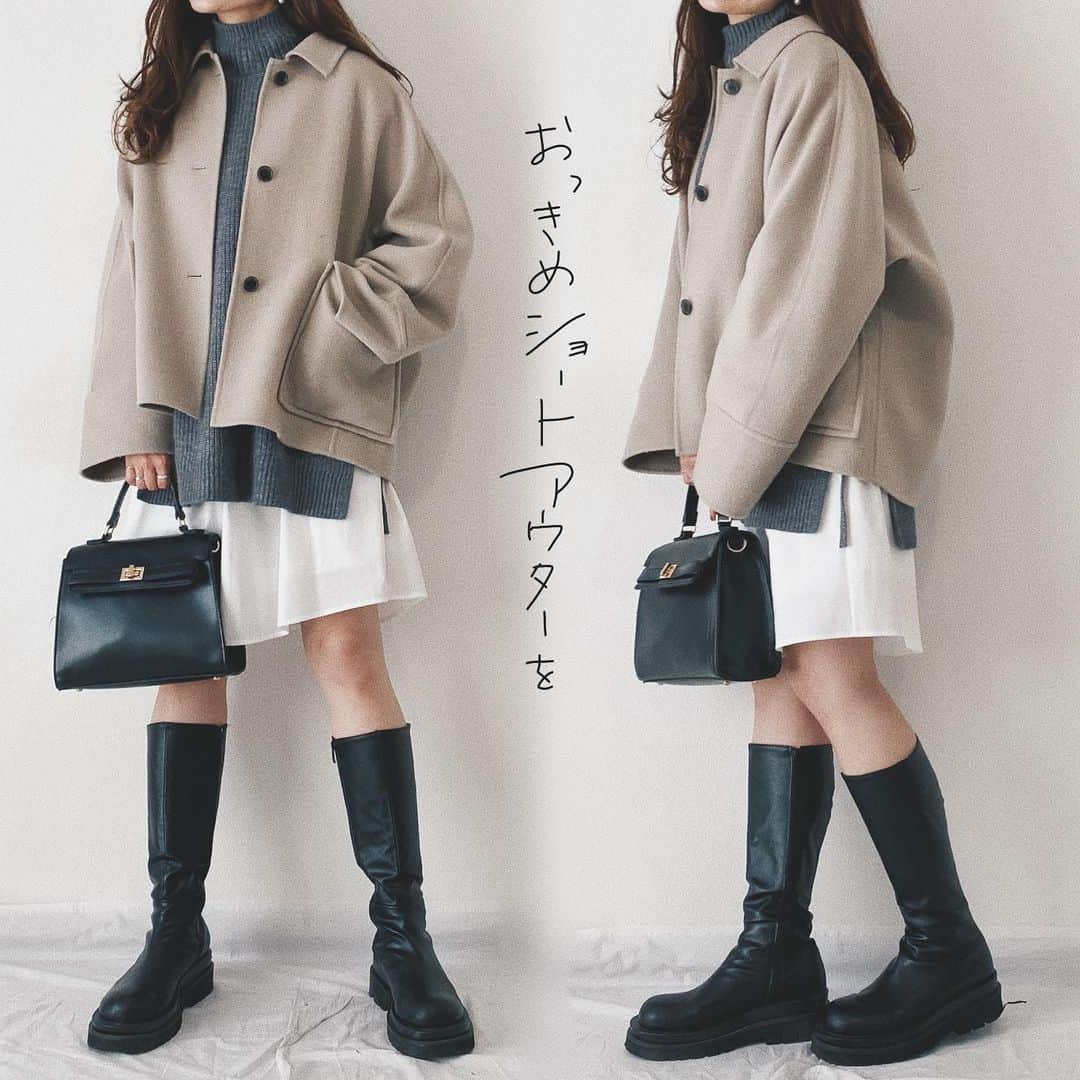 かほこ。さんのインスタグラム写真 - (かほこ。Instagram)「ㅤㅤㅤㅤㅤㅤㅤㅤㅤㅤㅤㅤㅤ ㅤㅤㅤㅤㅤㅤㅤㅤㅤㅤㅤㅤㅤ dress : #apuweiserriche  bag : #lowrysfarm boots : #kaleno outer : #yuw ㅤㅤㅤㅤㅤㅤㅤㅤㅤㅤㅤㅤㅤ ロングブーツを取り入れてから、短すぎないミニ欲しいなって思ってたけどなかなかなくて、そんな時にドラマで山本舞香ちゃんが着てたこれに一目惚れして購入🥺初めてのブランド！ ㅤㅤㅤㅤㅤㅤㅤㅤㅤㅤㅤㅤㅤ でもアウター着ちゃったからワンピの可愛い袖ほとんど見えなかった🤦🏻‍♀️🤦🏻‍♀️ ㅤㅤㅤㅤㅤㅤㅤㅤㅤㅤㅤㅤㅤ #kaho_fashion #タートルネック #ニットベスト #ミニワンピ #ロングブーツ #ミニバッグ」2月1日 21時53分 - xxokohakxx