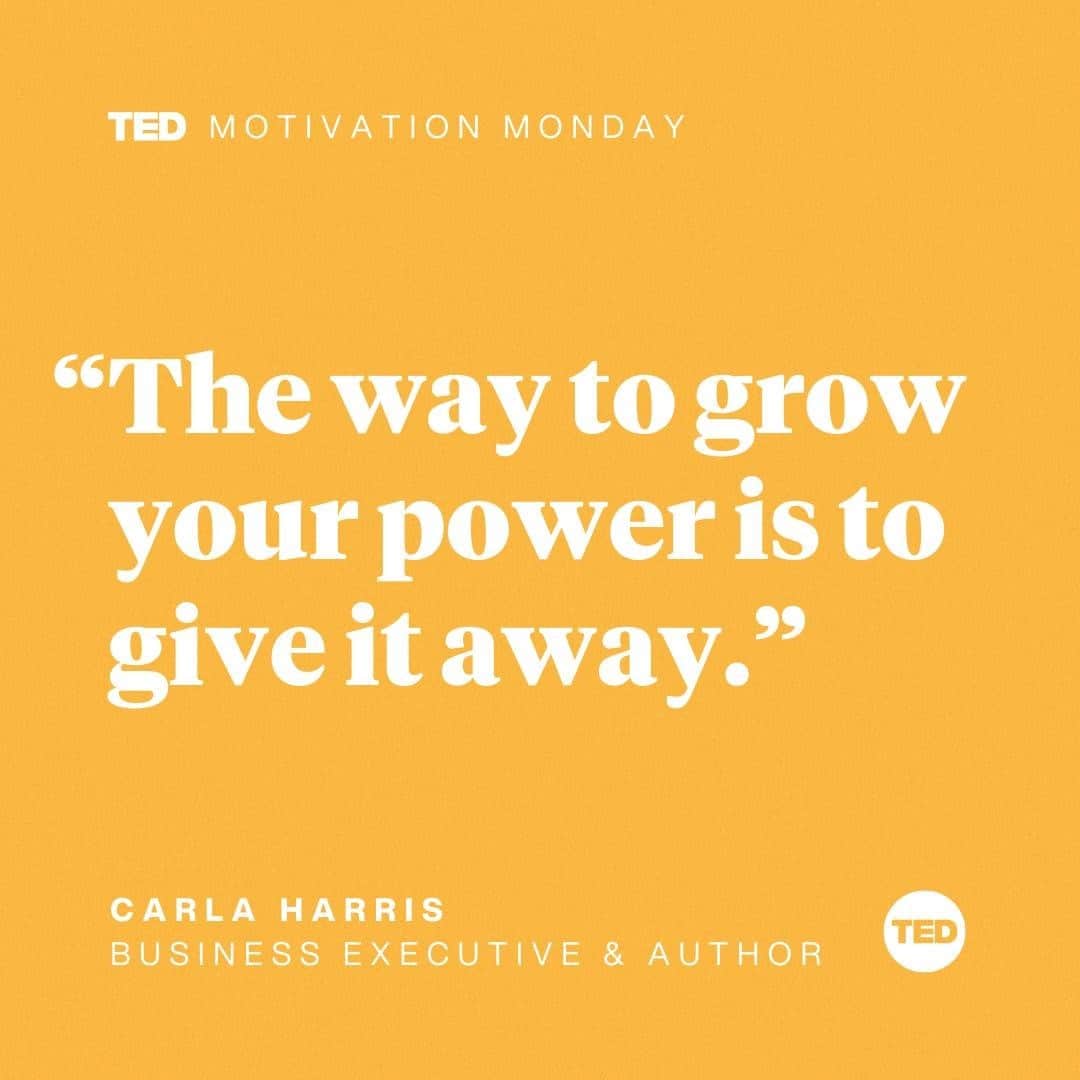 TED Talksのインスタグラム：「How will you lift up someone else today?⁠ ⁠ "If you have a seat at the table, you have a responsibility to speak," says business executive Carla Harris. "If somebody is worthy of your currency, spend it." In her TED Talk, Harris encourages everyone to find a sponsor —  someone who will use their influence and power to help you move forward — or become one. Click the link in our bio to find out more. #MondayMotivation」