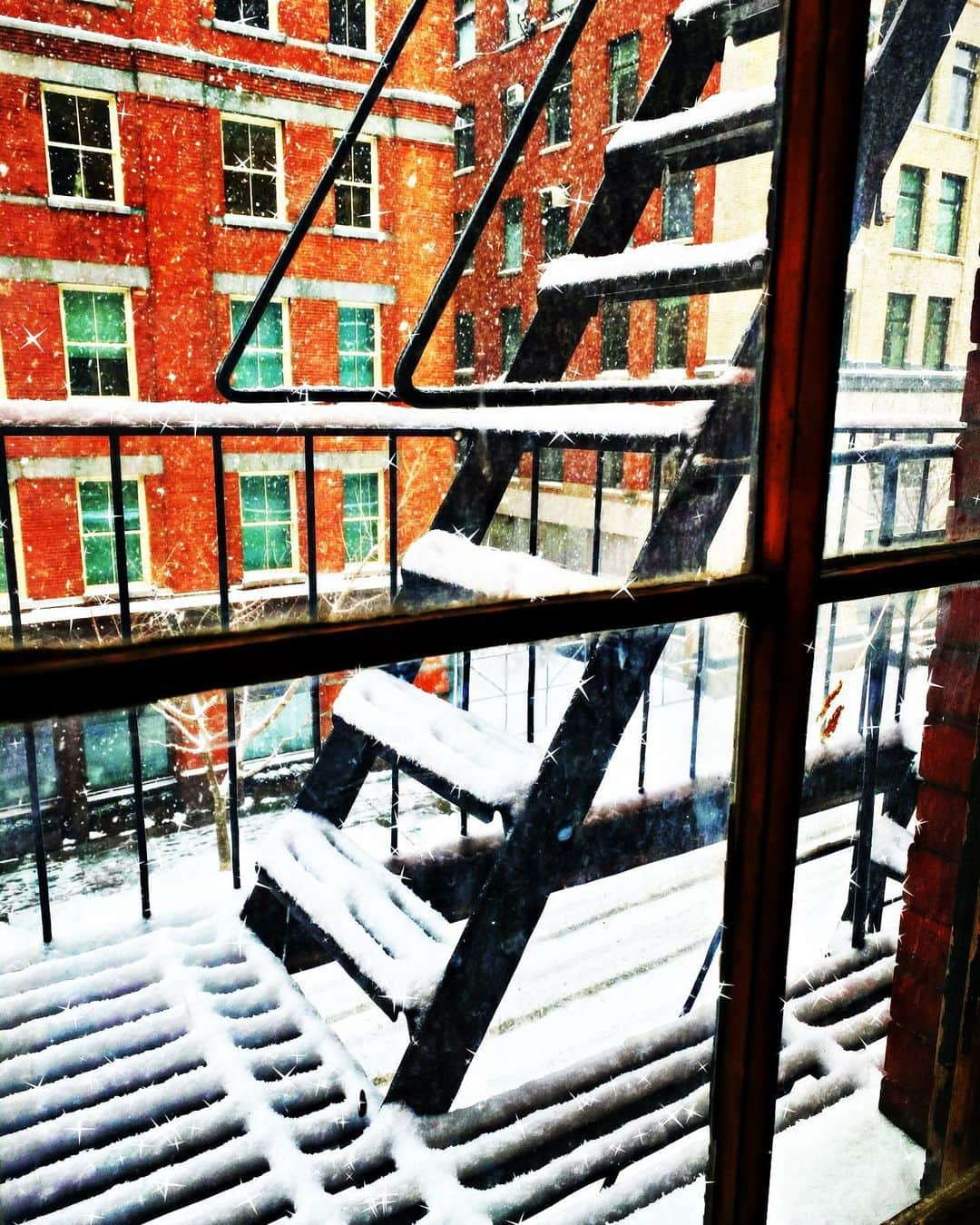 ラファエル・スバージさんのインスタグラム写真 - (ラファエル・スバージInstagram)「A #fireescape in a #snowstorm... #fireandice   #myview #window #newyork   @zevst」2月1日 22時30分 - raphaelsbarge