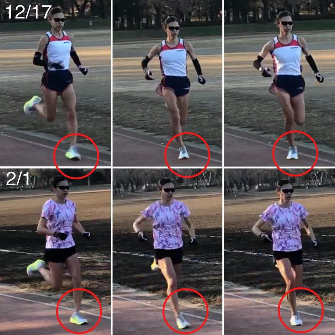 のインスタグラム：「以前、アスレチックトレーナーの山副さんに教えてもらったトレーニングを継続して10日目です。 他にも大臀筋を鍛えるトレーニングをメインにしてたら少し変化が！少しだけど、、コツコツと。 ちなみに12/17は怪我する前のときです。youtu.be/1qeUnC5yFsA @YouTubeより 他にも右の蹴り上げの位置などが改善されているようです！(山副さんいわく) 何もできない時こそ何かやる。 そんなことを学んだ今回の怪我の1ヶ月。 #japan #marathon #runner #running #training #マラソン #マラソン女子 #ランニング #ランニング女子」