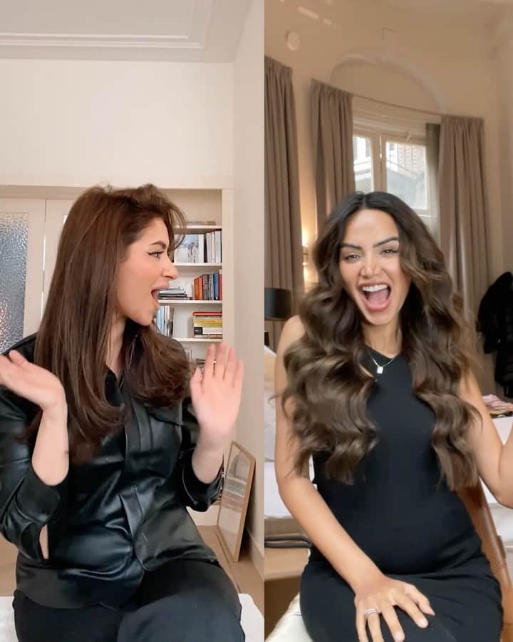 Diipa Büller-Khoslaのインスタグラム：「So happy to announce my second split screen video featuring my favourite woman @sarahangius  We both love hair and so of course the video had to be about hair.. 🥰」