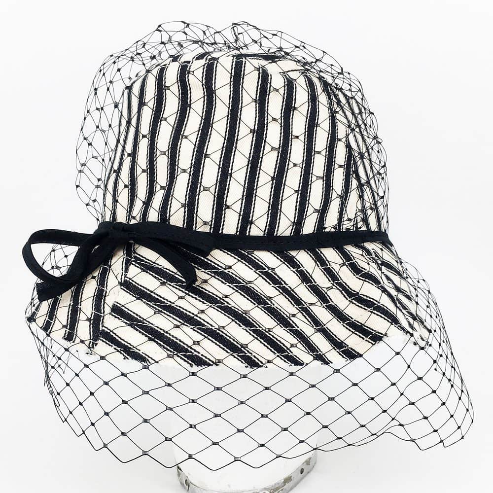 バーンストックスピアーズのインスタグラム：「New for February.  Cotton Ticking Hat with veil.  Gorgeous.」
