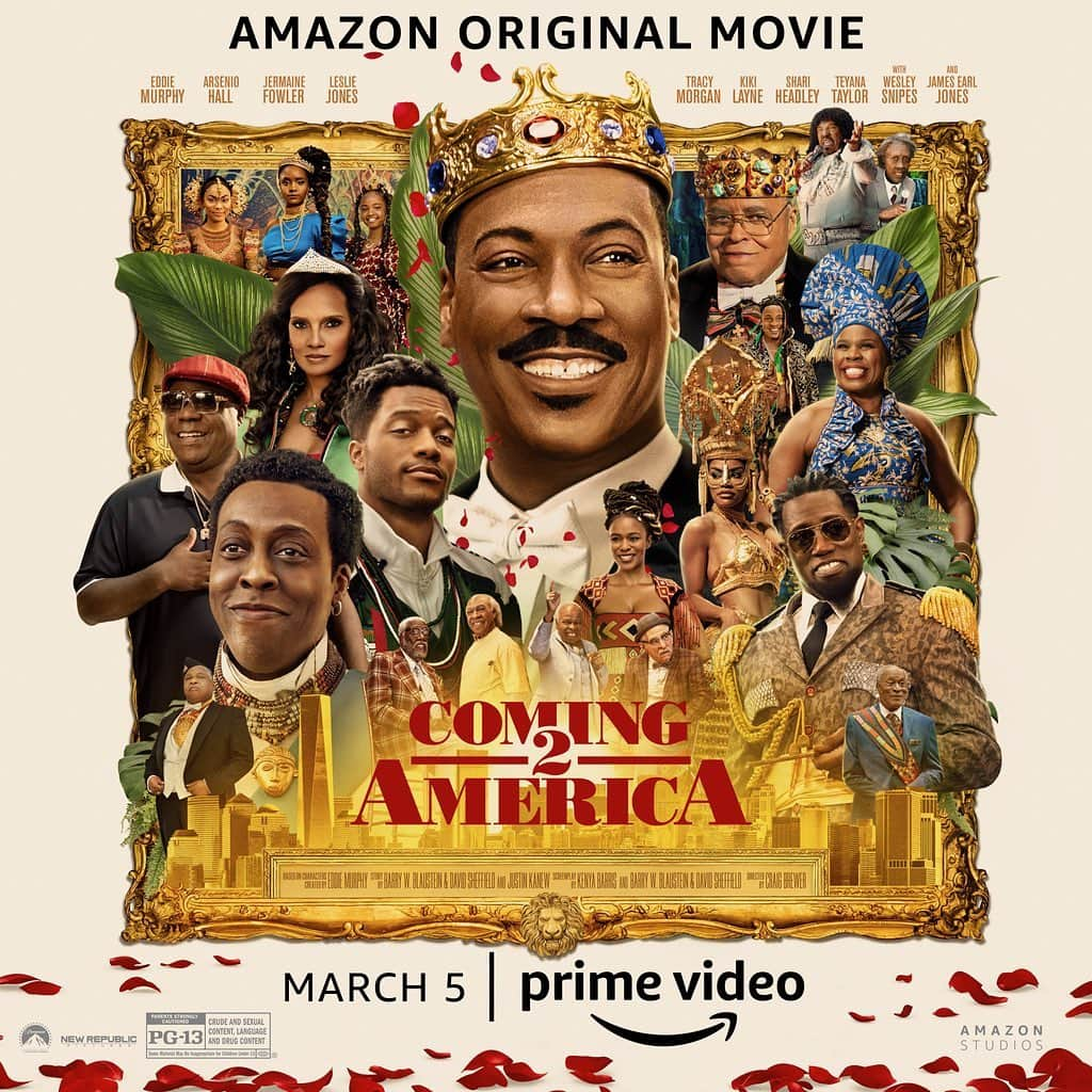 ウェズリー・スナイプスのインスタグラム：「The return of royalty. #Coming2America is coming to #PrimeVideo March 5! 👑  . . @zamundaroyals  @amazonprimevideo #comingtoamerica #coming2america #amazonprime #newmovies #amazonoriginalmovie #wesleysnipes #eddiemurphy #arseniohall #johnamos #teyanataylor #jamesearljones」