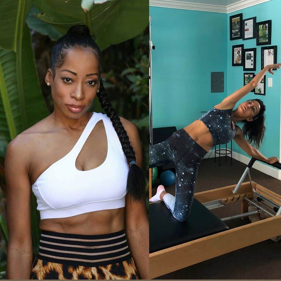 エマニュエル・シュリーキーのインスタグラム：「This Wednesday at 10am my brilliant Pilates instructor @physicalperfectionpilates and myself are going to do a 1 hr mat Pilates session on my insta live.. if you want to mix it up a bit and get a great work out in, come join us!!! 💕 stars and moon outfit by @werkshop」