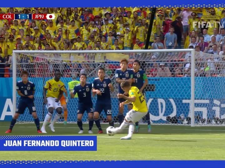 サッカー コロンビア代表チームのインスタグラム：「#LunesDeGolazos  Estos son algunos de los goles de tiro libre anotados por nuestras Selecciones Colombias, en Copas del Mundo, Clasificatorias y Juegos Olímpicos 🎯⚽️  #VamosColombia 🇨🇴」