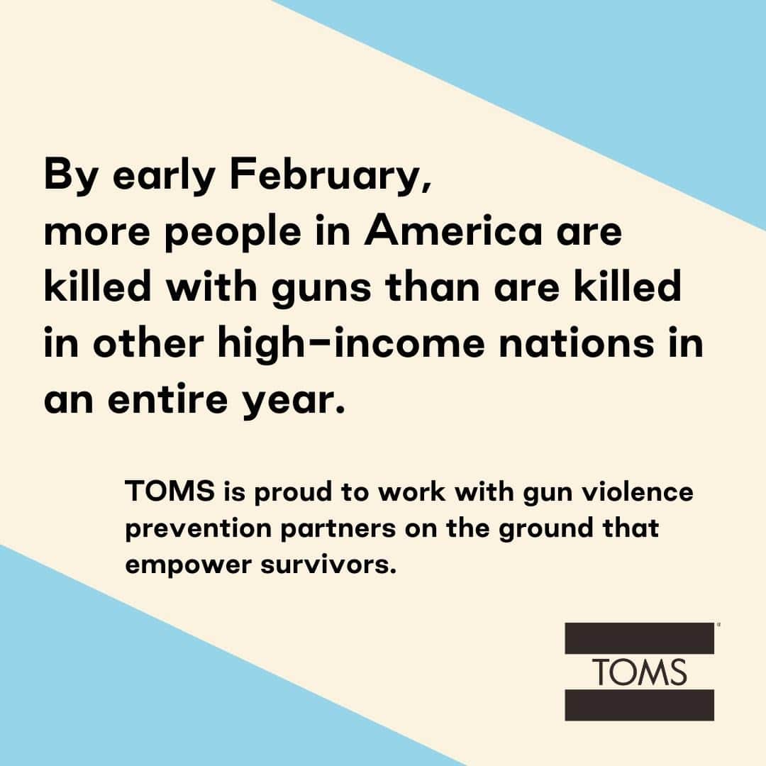 トムズシューズのインスタグラム：「It’s National Gun Violence Survivors Week, when survivors of gun violence share their stories to call attention to this crisis that has impacted the lives of more than half of American adults. TOMS is proud to work with gun violence prevention partners on the ground that empower survivors. Visit momentsthatsurvive.org from @everytown to read survivors’ stories. #GVSurvivorsWeek」