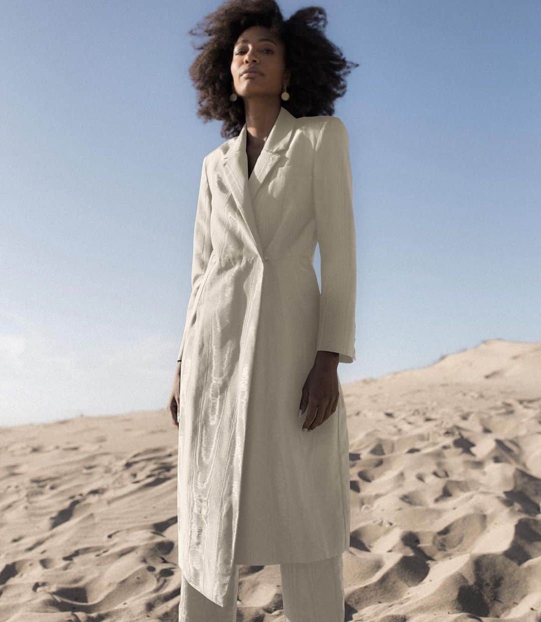 ハイディメリックのインスタグラム：「New to the warehouse the Blazer dress in cream Moire! HEIDIMERRICK.com」