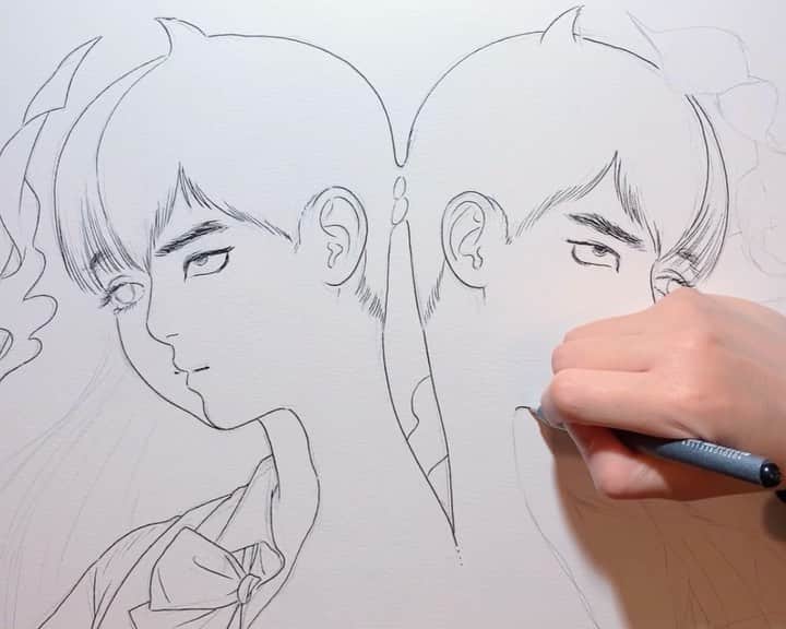 門小雷のインスタグラム：「Inking Process.  Full length video:  www.patreon.com/littlethunder」