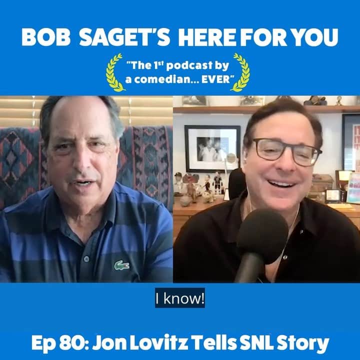 ボブ・サゲットのインスタグラム：「TODAY’S NEW FUN PODCAST with my friend @jon_lovitz is titled:  “Jon Lovitz Tells Bob Stories From His Childhood, SNL, movies, and How He Develops His Hilarious Characters.”  Subscribe & Listen at:  apple.co/bobsaget  @ApplePodcasts @AppleMusic @itunes @apple @studio71us @studio71uk @studio71fr @studio71it #comedypodcast」