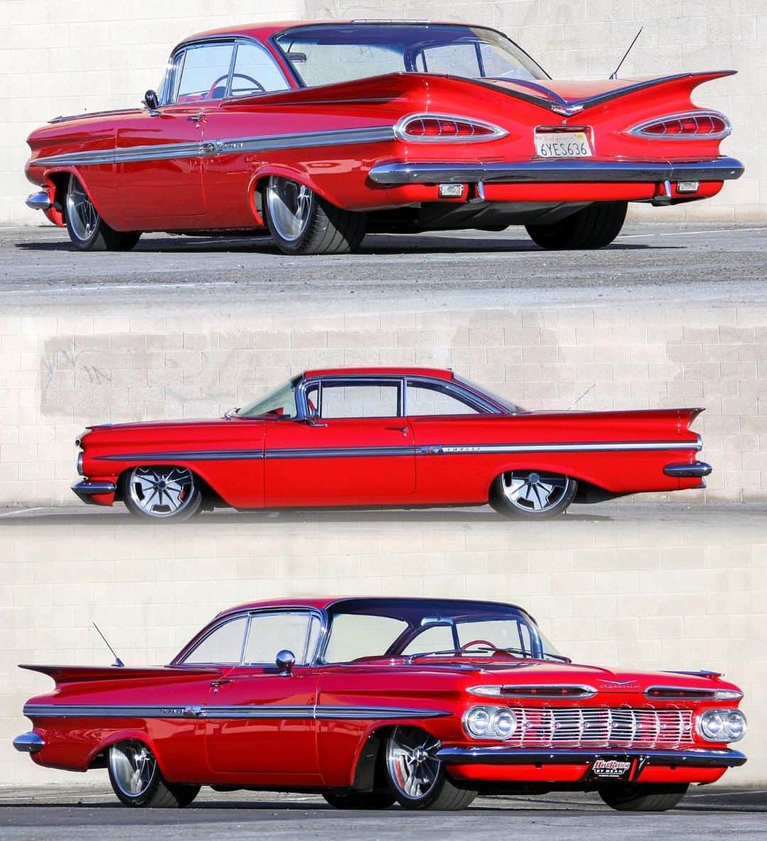Classics Dailyさんのインスタグラム写真 - (Classics DailyInstagram)「🚨SOLD in 24hrs 🚨 This classic Chevy needs a new home, tag it's future owner! • Here's what you need to know about this 1959 Impala:  -Street Rodder Magazine SEMA Build -Roadster Shop Fast Track Chassis (IFS & IRS) -622 hp & 620 torque Shaver Racing 427 ci LS -Built Hughes Performance 4L80E  -PPG Ferrari Red paint -Hot Rod Interiors by Glen custom upholstery -Strange Engineering thirdmember  -Penske adjustable coilovers  -Wilwood disc brakes -Flaming River rack and pinion steering  -Inglese 8-Stack induction -Vintage Air Front Runner -Flowmaster exhaust with Jet-Hot thermal coating -Circle Racing Wheels  -Michelin Pilot Super Sport tires (285/35R19, 345/30R20) -Custom Autosound stereo -Dakota Digital custom-face gauges -$150k+ worth in just the car & parts  • DM @classicperform for price and more info」2月2日 8時30分 - classicsdaily