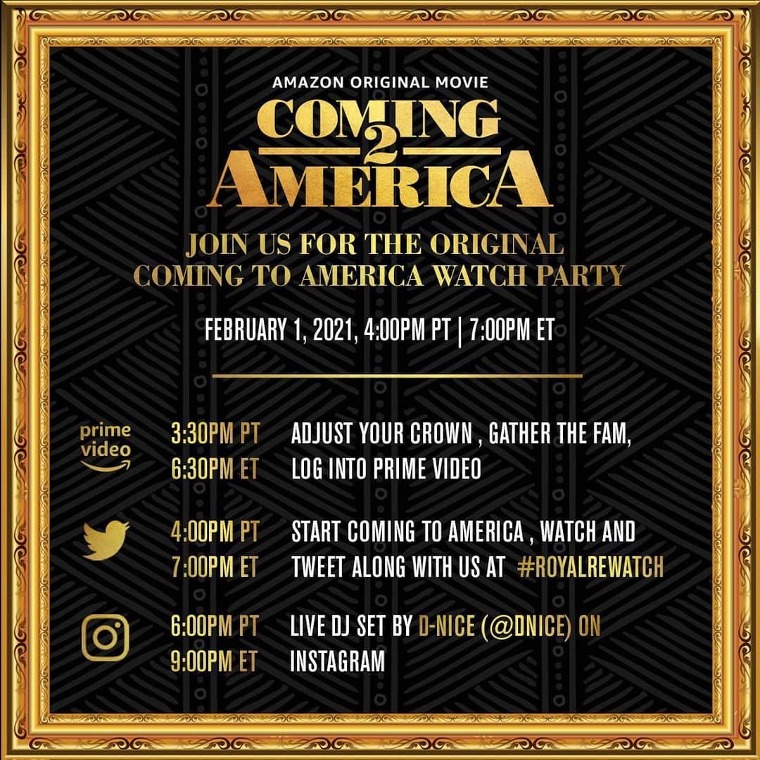 ドリュー・バリモアさんのインスタグラム写真 - (ドリュー・バリモアInstagram)「Tonight!!! COMING TO AMERICA #RoyalRewatch party!! Follow along @zamundaroyals and @dnice for a live Instagram set!」2月2日 9時27分 - drewbarrymore