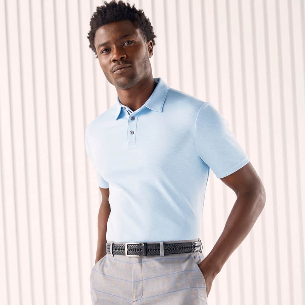 ペリーエリスのインスタグラム：「Find your perfect fit with our new Ultra Soft polo ✔️ #LifeReadySince1976」