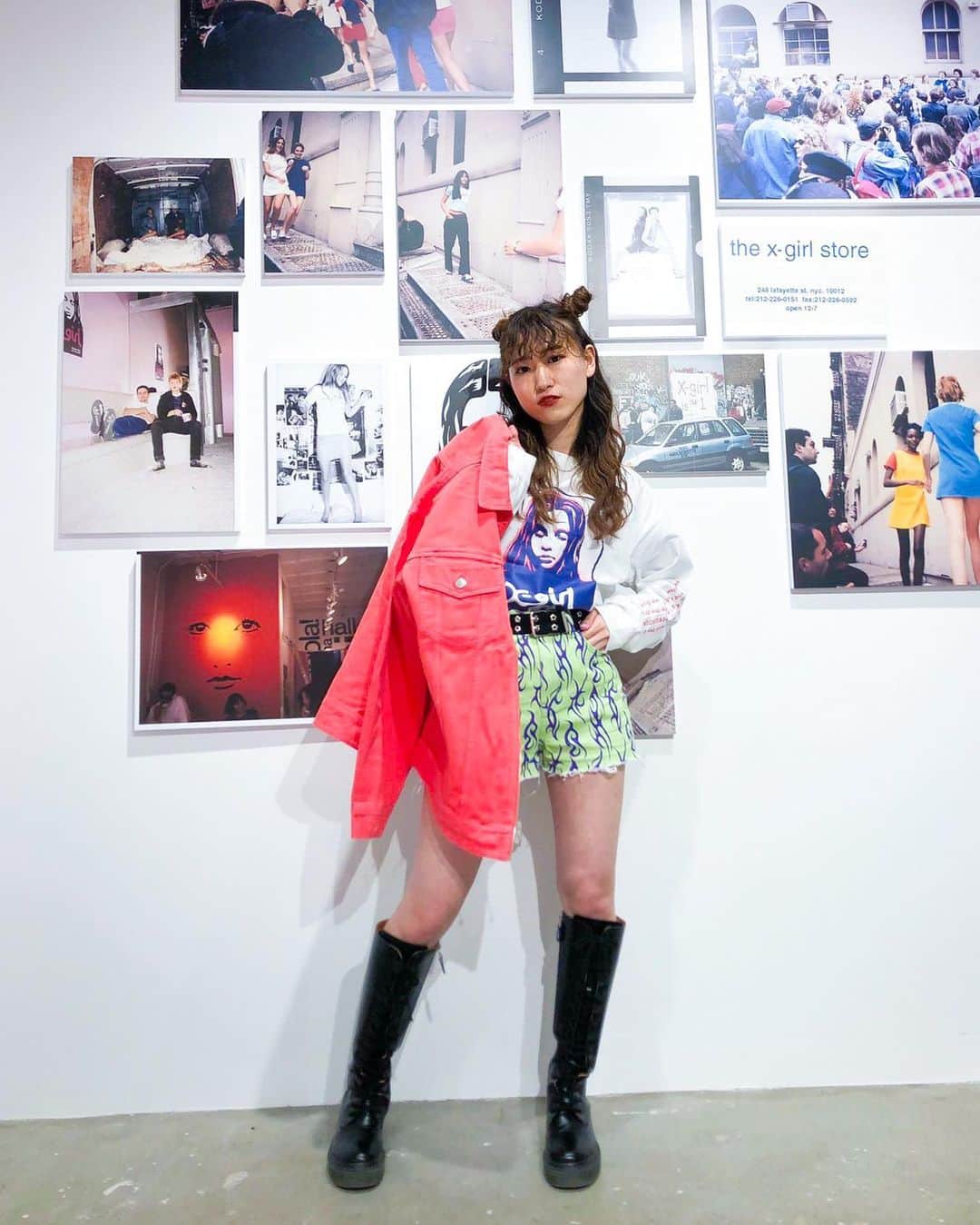 XGIRL_ootdのインスタグラム：「#xgirl_ootd @ayanaaan_26 158cm X-girl store STAFF ・ ------------------------------ ・ ◼️BOX FACE L/S TEE ¥6,000+tax(SIZE L) ◼️SHIRT JACKET ¥14,000+tax(SIZE M) ◼️5 POCKET HIGH WAIST SHORT PANTS ¥9,000+tax(SIZE  S) ・ ----------------------------------- #xgirl #xgirljp #xgirlus」