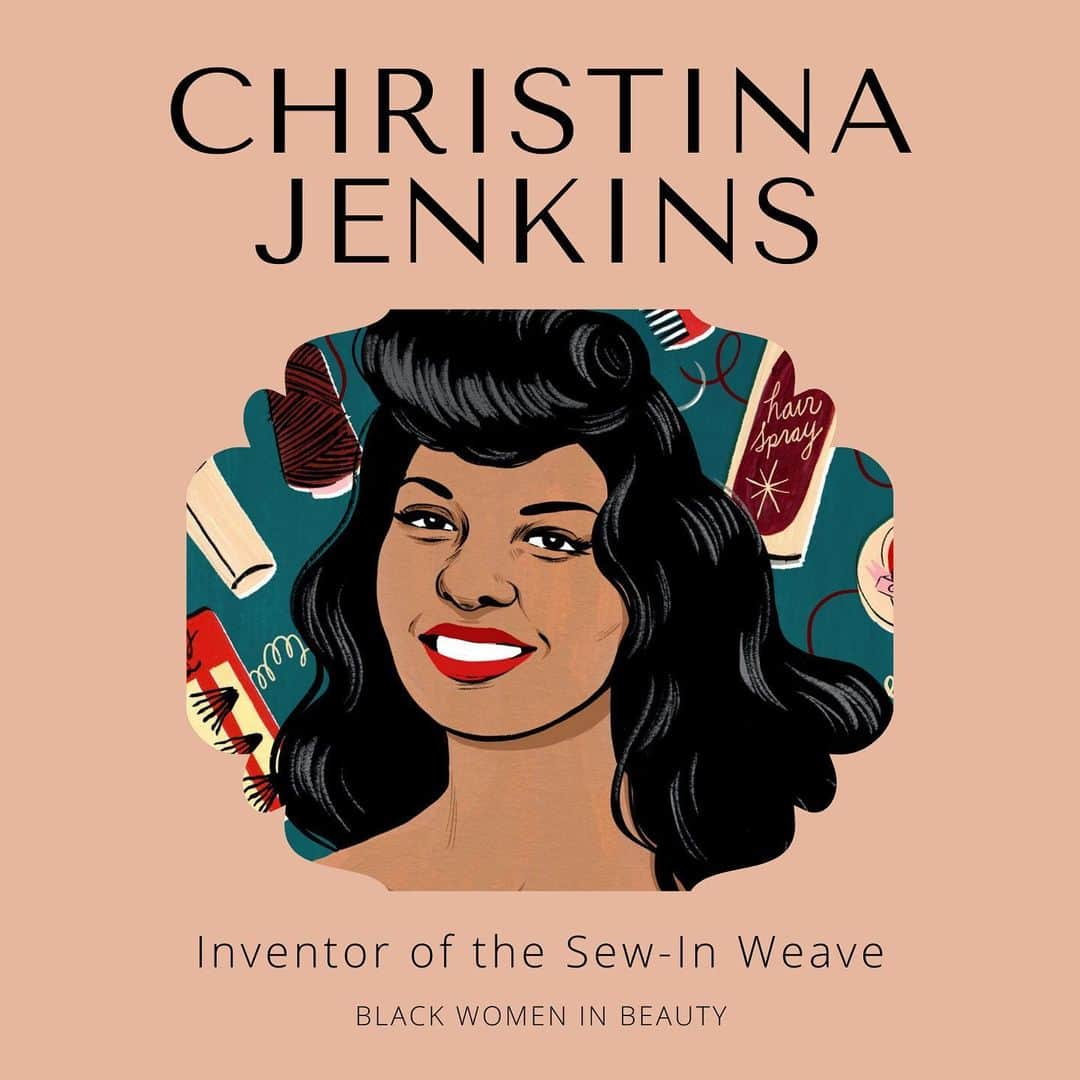 FRENCH GIRLのインスタグラム：「It’s officially #BlackHistoryMonth, and in honor of this celebration, our #MondayMuse this week is a Black Women in Beauty pioneer: Christina Mae Jenkins, inventor of the sew-in weave.   There are unfortunately not many verifiable photos of Christina (many that you might find credited as her are actually of 1950s singer Bette McLaurin), so we borrowed this lovely illustration from @stylistmagazine, and based these infographics on @writercrow_’s article from Stylist that details what we know about Christina Jenkins.   Swipe to read about Christina and her revolutionary contribution to the beauty industry. ✨」