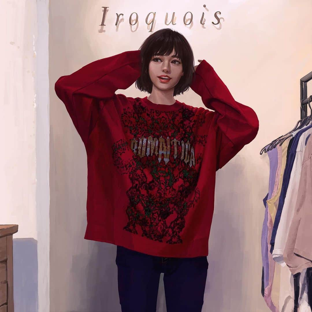 時田麻衣のインスタグラム：「iroquois 2021 SPRING&SUMMER Romantic Tonight  Knit❤️❤️❤️  #iroquois #iroquois_head_shop #fashion #2021ss #80年代 #イロコイ #春夏 #春ニット #tokitamai  #時田麻衣」