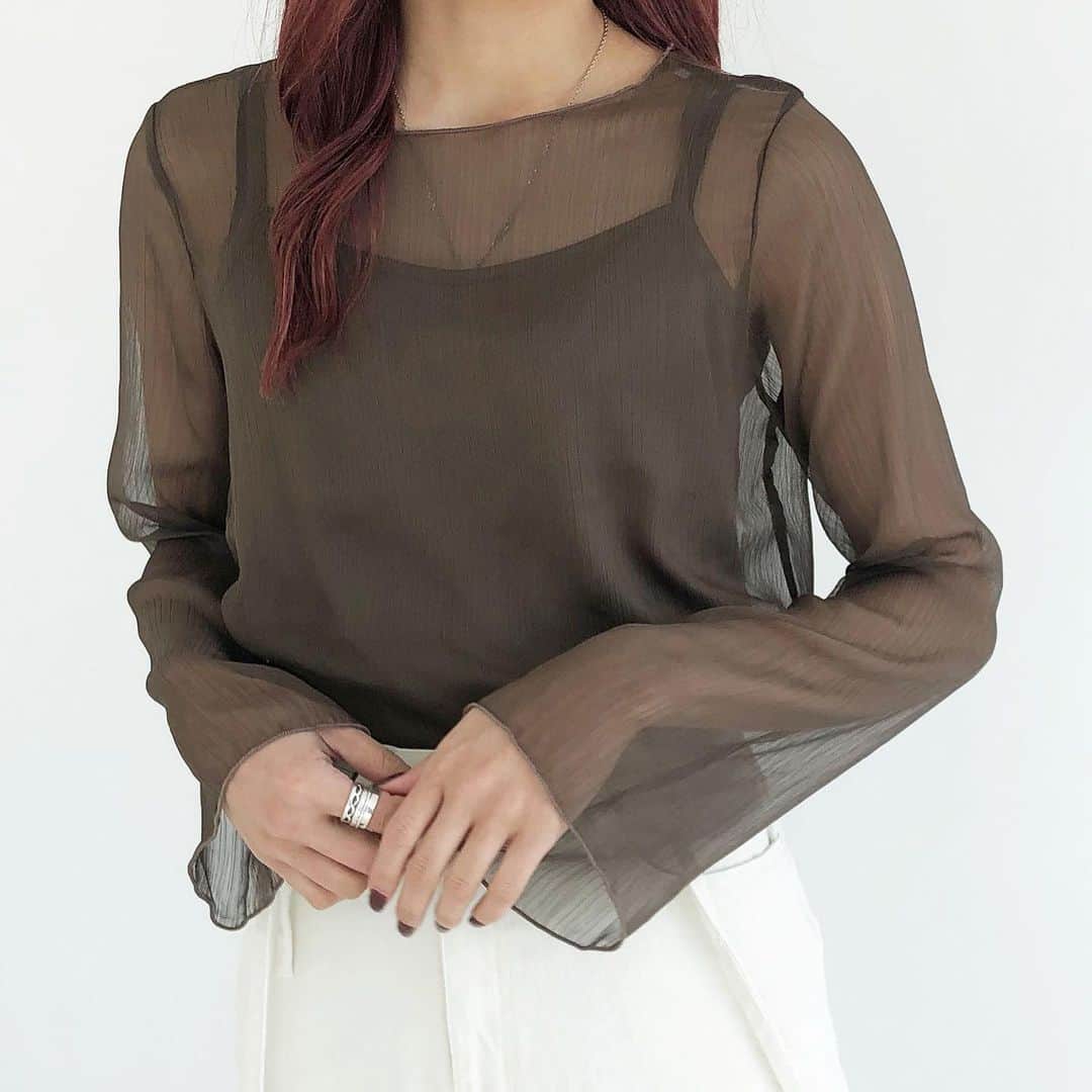 antic rag アンティックラグ ルクア大阪店のインスタグラム：「new arrival  ☑︎ シアーブラウスキャミset  ¥4,290【税込】 　　↓  20%OFF （19日まで） ¥3,432（税込）  col【BK/BR/PP/BGY/GN】   size【F】  トップス/ポリエステル100% インナー/ポリエステル100%  _________________________________________  #アンティックラグ #大阪#天王寺#大阪限定#lucua#osaka #天王寺mio #anticrag #スタッフコーデ #お洒落さんと繋がりたい #淡色女子 #カジュアルコーデ #淡色コーデ #春色コーデ#プチプラコーデ #撮影データ#春物撮影#ss#大人カジュアル#今日のコーデ」
