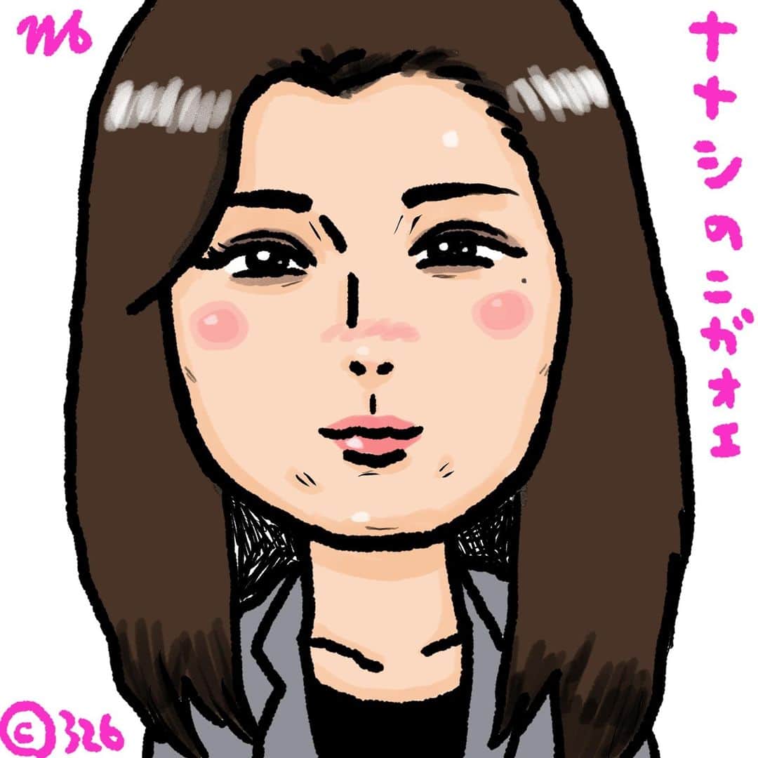 326のインスタグラム：「ななしの似顔絵2/3 昨日の答えはジェシーさんでした。こういう切長の目のクールな人って心底カッコいいと思います。憧れますが中々マネできないですよね…この美しさは amzn.to/3lV42cc amazon.co.jp/dp/4344036107/…  amazon.co.jp/dp/4908059063/… amazon.co.jp/dp/4861132150/…」