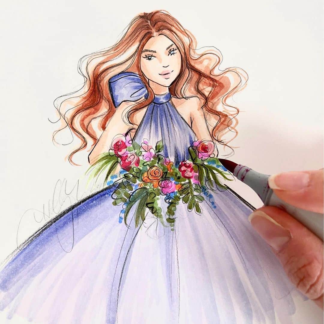 Holly Nicholsさんのインスタグラム写真 - (Holly NicholsInstagram)「Tutorial! You can watch the tutorial today in my stories/IG Highlights permanently, and download the template for this girl on my Etsy so you can follow along! (Link in bio) hnillustration.etsy.com #FashionIllustration #fashionsketch #copic #copicmarkers #drawing #illustration #drawingtutorial」2月3日 0時23分 - hnicholsillustration