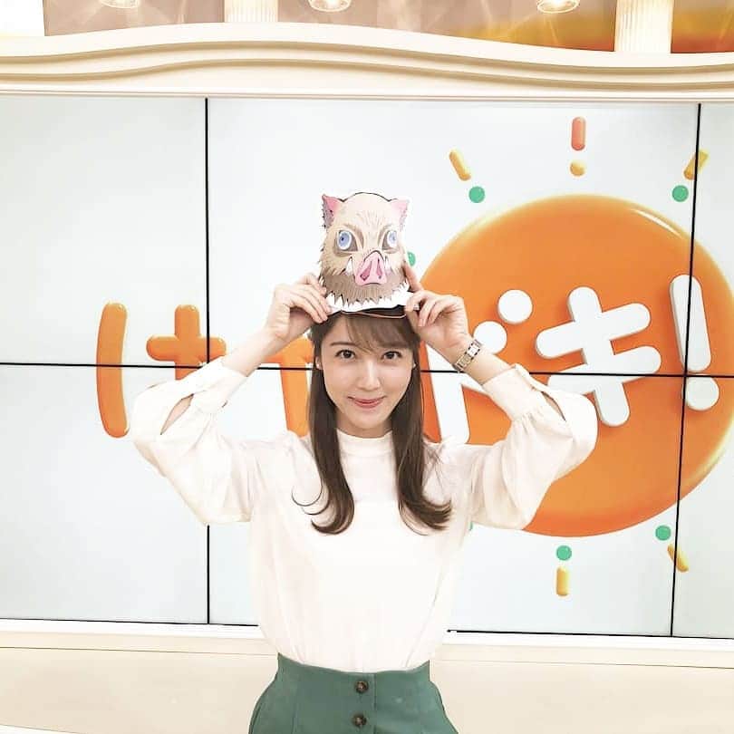TBS「はやドキ！」のインスタグラム：「上野さんは伊之助推しでした🐗✨﻿ ﻿ ﻿ 皆川﻿ ﻿ ﻿ #節分の日 #鬼 #鬼滅の刃 #上野愛奈 #篠原梨菜 #アナウンサー #はやドキ #tbs」