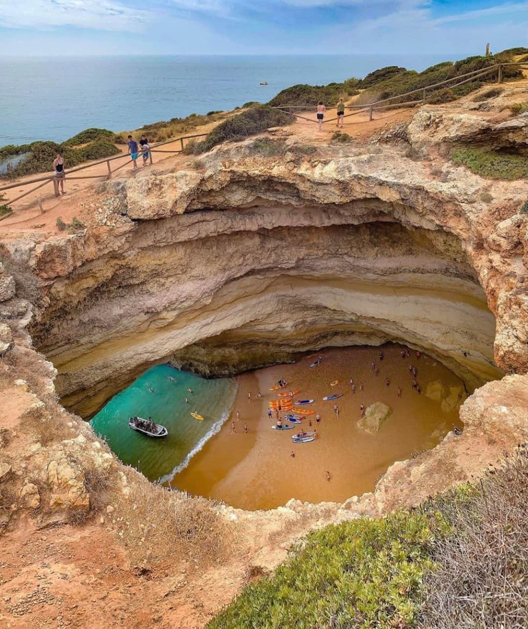 Earth Picsさんのインスタグラム写真 - (Earth PicsInstagram)「Birdseye view of the Benagil’s Cave in Algarve, Portugal 🇵🇹 Tag a friend you’d like to explore here with! Photo by @acreditoemdestinos」2月3日 1時01分 - earthpix