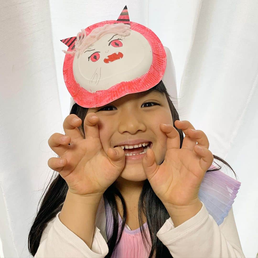 山口尚美のインスタグラム：「学校で作った禰󠄀豆子鬼だそうです👹笑」