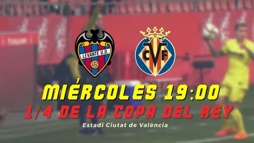 ビジャレアルCFのインスタグラム：「¡A por las semifinales de la #CopaDelRey 💪!  🔸 Miércoles 3, 19.00h 👉 @levanteud 🆚 #Villarreal (Ciutat de València, en directo por @dazn_es).  Let’s try and get into the #CopaDelRey semi-finals 💪!  🔸 Wednesday 3rd, 7pm CET👉 @levanteud 🆚 #Villarreal (Ciutat de València).  #futbol #football #soccer」
