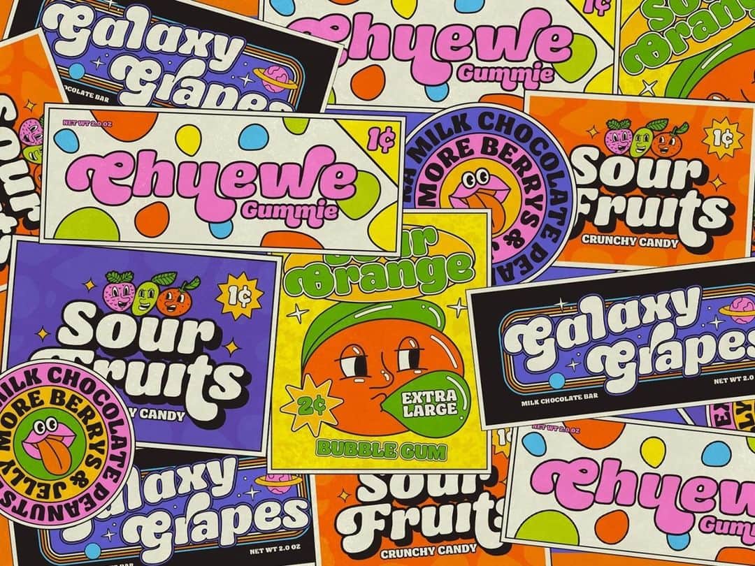 Dribbbleさんのインスタグラム写真 - (DribbbleInstagram)「Retro Candy Label by Ricky Rinaldi ⠀ ⠀ #dribbble #design #vintage #retro #branding #graphicdesign #groovy #70s」2月2日 19時02分 - dribbble