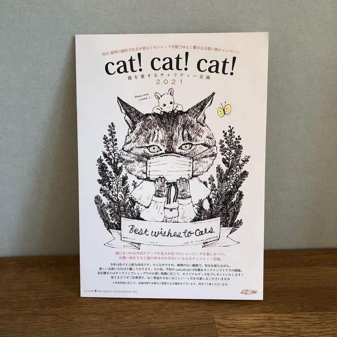 ミグノンプランのインスタグラム：「cat!cat!cat!2021は本日スタート。今年はスタンプラリーは無しで、オンラインショップと同時開催。http://cat-dog-me.org/?page_id=766 ブローチを買おうと思ってたのにもう売り切れてる。」