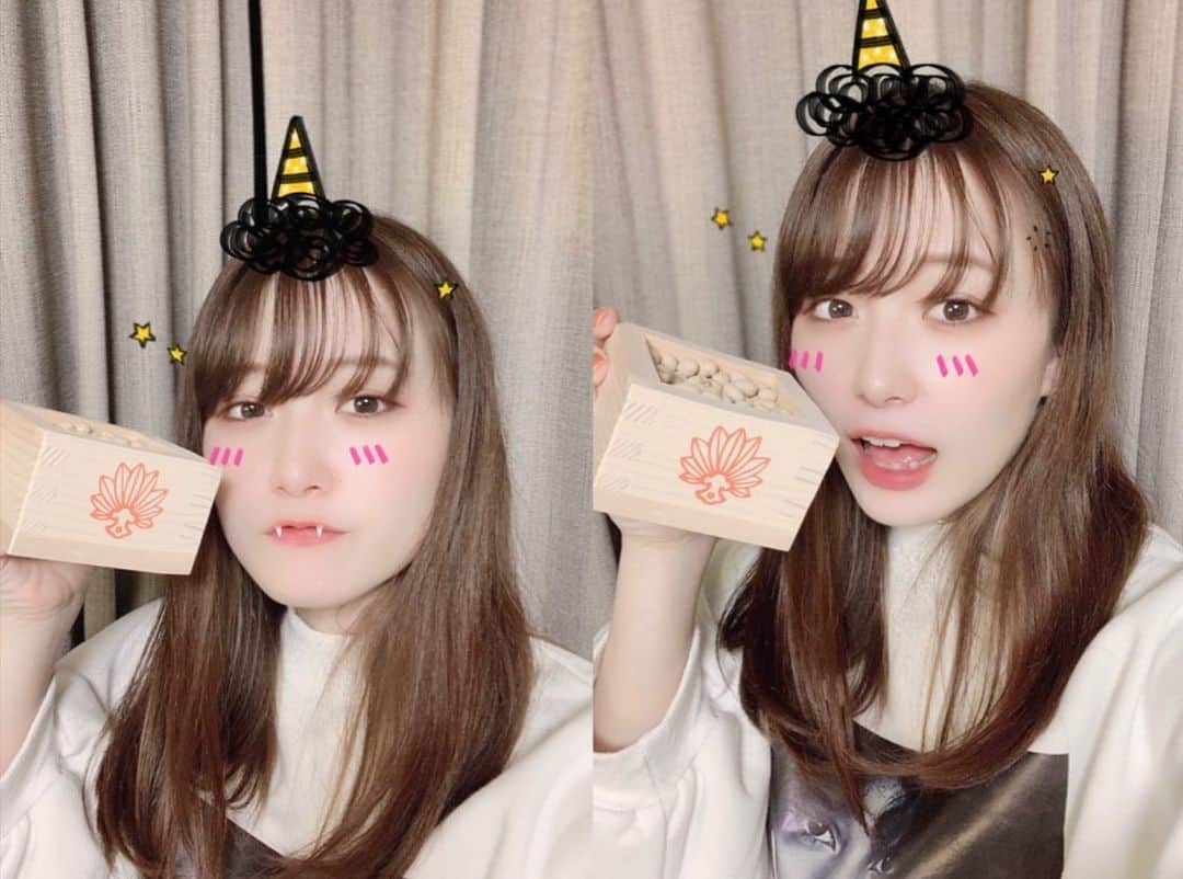 遠藤みゆのインスタグラム：「節分っっっ☺️ . 124年ぶりの2月2日が節分みたいですねっ♪ . 我が家は愉快に妹が弟に手巻き寿司を作って10種類もの具材を入れゲームして遊んでおります笑笑 #節分」