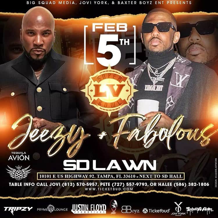 ファボラスのインスタグラム：「S D  L A W N   T A M P A   F R I D A Y   S U P E R  B O W L  W E E K E N D  Me & @jeezy setting off SUPER BOWL WEEKEND Friday at SD LAWN ‼️ Book your Tables & Get ya Tickets NOW!!」