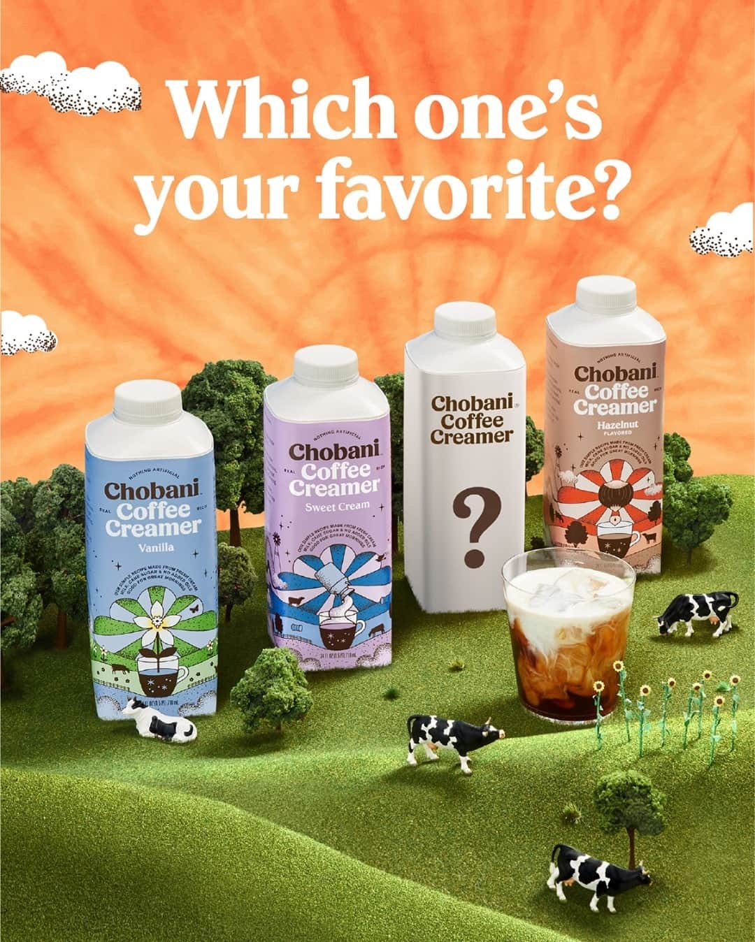 Chobaniのインスタグラム：「From Vanilla to Sweet Cream to Hazelnut and beyond, all our real cream, no added oils Coffee Creamer flavors are undeniably dreamy ☕ Tell us your favorite flavor below! #chobani * * Now it’s *your* turn to dream up our next Creamer flavor—you could win $75,000! Link in bio to enter ☝️ #chobanicoffeecreamer  NO PURCHASE NECESSARY. Enter Contest by: 2/28/21. To enter and for Official Rules, visit chobanicoffeecreamer.com/.」