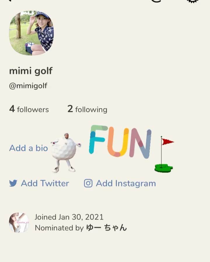 mimiのインスタグラム：「はじめてみました♬ #clubhouse 誰かとゴルフトークできたらいいなぁ☆ でもね、英語全く出来ないから分からない事だらけだ😂大変だ〜笑笑 登録したけどどうやるんだ🤣  諸先輩方、教えてくださいね♬  @yucha_x2  招待してくれてありがとう💗 頑張ってみるぅ‼️  #ゴルフトーク #ゴルフ女子 #ゴルフ男子 #ゴルフ好きと繋がりたい  #sns」
