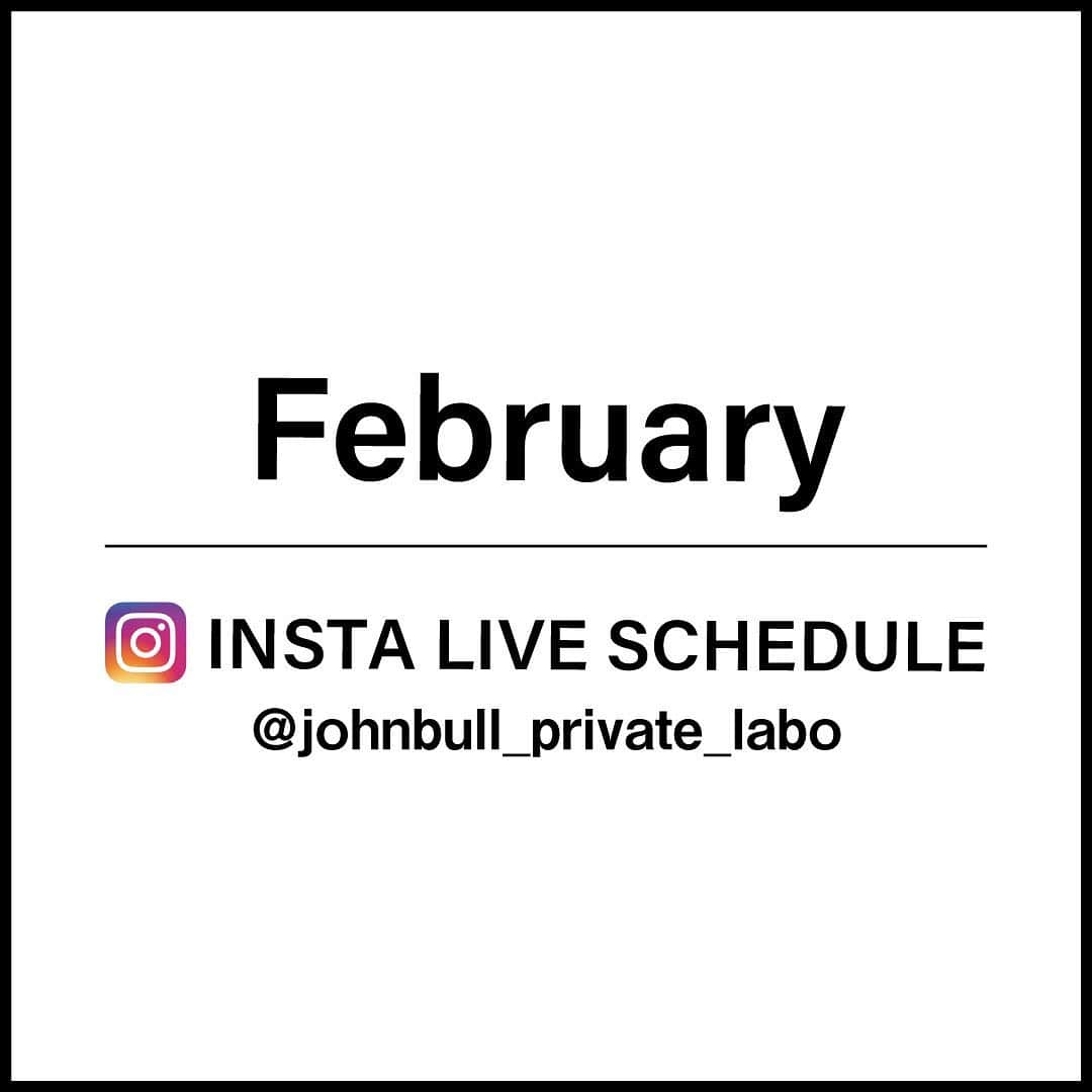 ジョンブルさんのインスタグラム写真 - (ジョンブルInstagram)「【FEBRUARY】インスタライブスケジュール  2月のJOHNBULL INSTA LIVEのスケジュールです。 是非、ご視聴ください。  2/5(fri.) 19:30~ at NIIGATA 【S-SERIES for MEN】注目のセットアップを中心に新作アイテムをご紹介！  2/9(tue.) 19:30~ at MOY STORE 【MOY STORE】ディレクターのマリアによるMOY STOREの最新作をご紹介！  2/12(fri.) 19:00~ at KYOTO 【JOHNBULL for WOMEN】“ダイアグラムパターンパンツ”を中心に新作コーディネートをご紹介！  2/13(sat.) 19:30~ at OMOTESANDO 【NEWS】2/19にオープンするJOHNBULL LUMINE SHINJUKUのお知らせ！  2/16(tue.) 20:30~ at OKAYAMA 【JOHNBULL for MEN】春の新作ミリタリーアイテムをご紹介！  2/19(fri.) 19:30~ at OMOTESANDO 【rebear by Johnbull】注目のrebear by Johnbull / rebear Vintageのアイテム紹介！  2/22(mon.) 20:30~ at NAMBA 【ID-SERIES & S-SERIES for MEN】シンプルながらもこだわりが光るIDシリーズとSシリーズの最新作をご紹介！  2/26(fri.) 20:30~ at KOBE 【JOHNBULL for WOMEN】21SSの新作デニムアイテム“ショートビブオーバーオール”をスタイリングとともにご紹介！  #johnbull #johnbullprivatelabo #johnbullonlinestore #johnbullinstalive #instalive #instashopping #ジョンブル #ジョンブルプライベートラボ #ジョンブルオンラインストア #ジョンブルインスタライブ #インスタライブショッピング #通販可能 #2021ss」2月2日 23時53分 - johnbull_private_labo