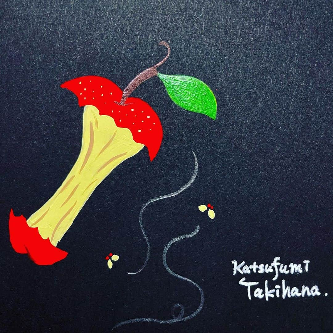 Katsufumi Takihanaさんのインスタグラム写真 - (Katsufumi TakihanaInstagram)「Everyone loves apples. 110㎜ × 150㎜ Acrylic : pencil  #没」2月3日 10時49分 - katsufumitakihana