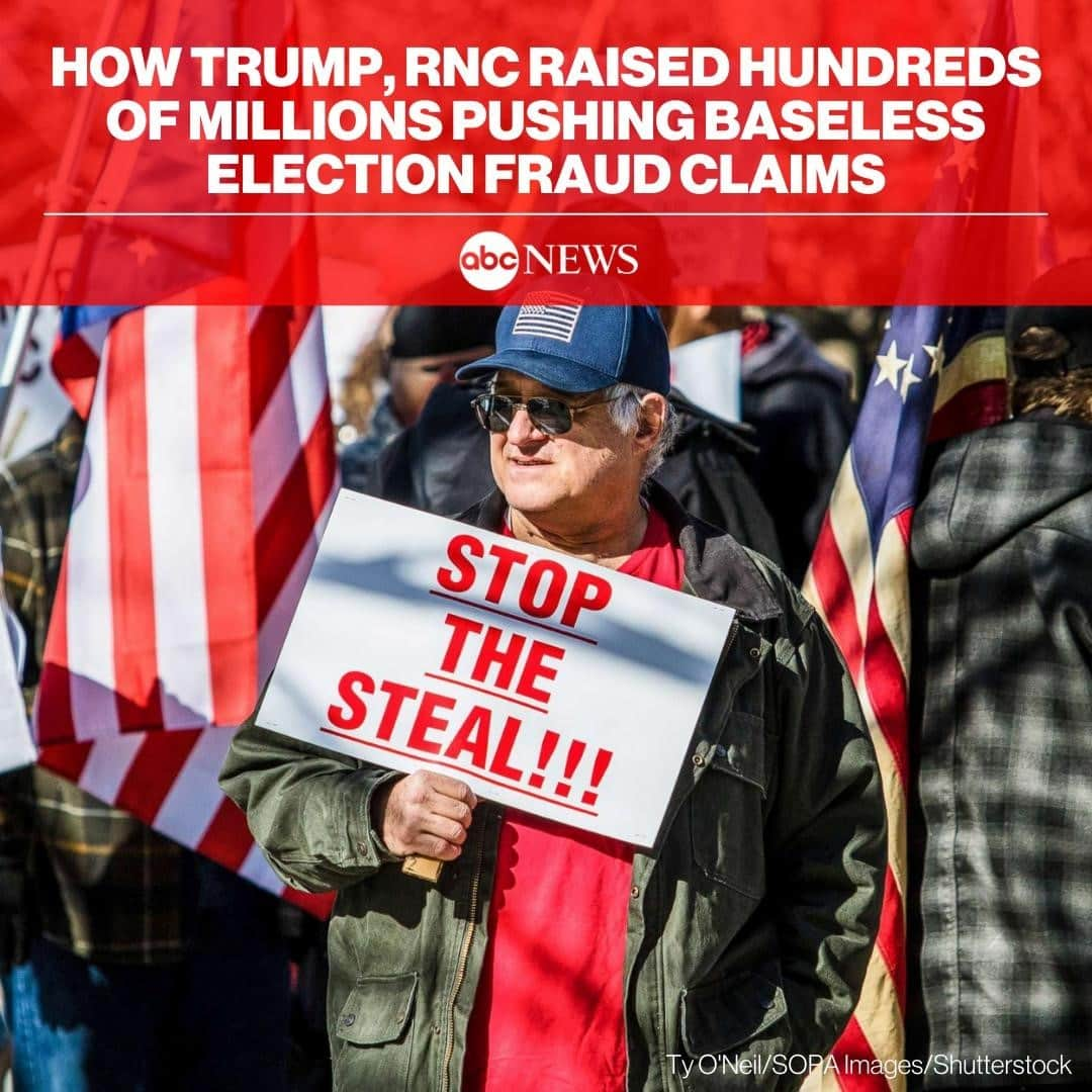 ABC Newsさんのインスタグラム写真 - (ABC NewsInstagram)「Trump backers raised hundreds of millions of dollars pushing baseless election fraud claims—but so far only a relatively small amount's been spent fighting the results. READ MORE AT LINK IN BIO.」2月3日 10時01分 - abcnews