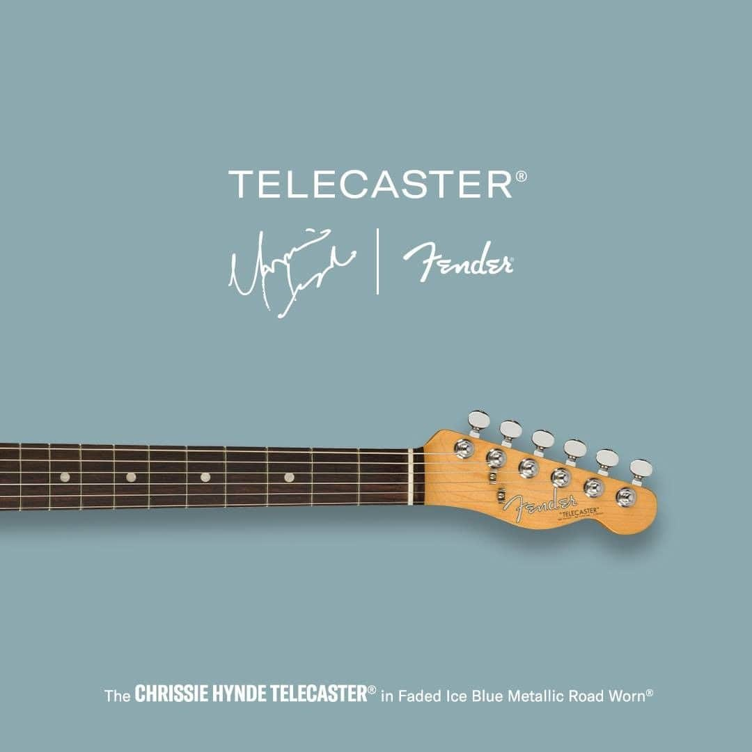 Fender Guitarさんのインスタグラム写真 - (Fender GuitarInstagram)「The inspiringly rebellious & innately talented @chrissiehyndemusic formed @thepretendershq over four decades ago, and quickly established the band as a rock powerhouse. The Chrissie Hynde Telecaster pays tribute to her beloved ’65 Telecaster, featuring a stunning Road Worn Ice Blue Metallic finish, a chrome mirror pickguard, a "Mid '60s C"-shaped neck and custom single-coil pickups for classic vintage tone & feel. Learn more via link in bio.」2月3日 2時00分 - fender