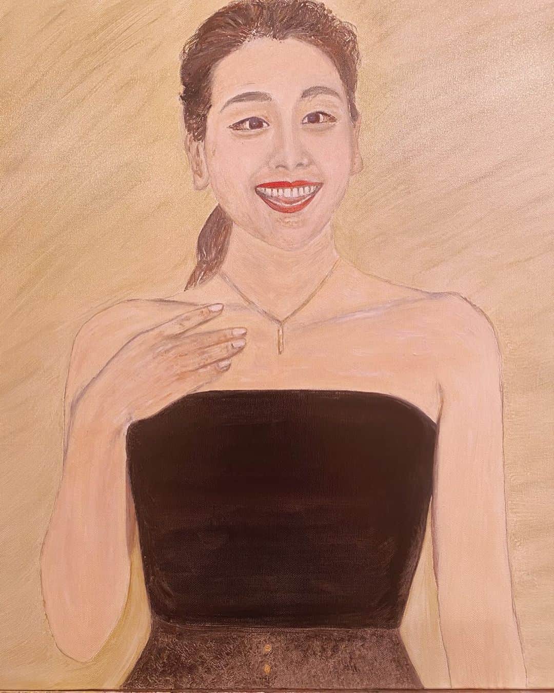 火口秀幸のインスタグラム：「昨年、体調により 描くのが、止まっていたけど ついに　完成　 #浅田真央 さん　 #ストナリニ　#ナザール #サトウの鼻炎薬 #佐藤製薬　#CM #絵画 #吉本坂46 #RED #HideboH」