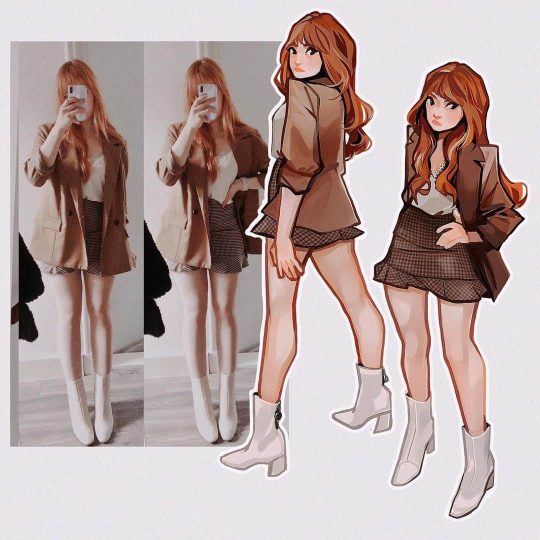 Laura Brouwersのインスタグラム：「OOTD drawings from the last time I bothered to dress up which was christmas lmao also two for the price of one 👯‍♀️   Hope u like it」