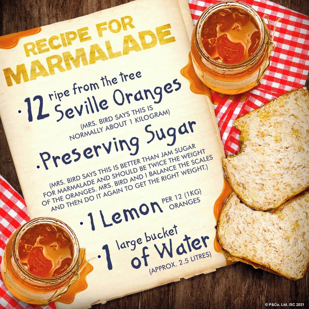 Paddington Bearさんのインスタグラム写真 - (Paddington BearInstagram)「Mr Brown has read in his newspaper that a lot more people have recently discovered the joy of making marmalade.⁣ ⁣ So Paddington is sharing Aunt Lucy's secret recipe so you too can try your paw at it.」2月3日 4時59分 - paddingtonbear