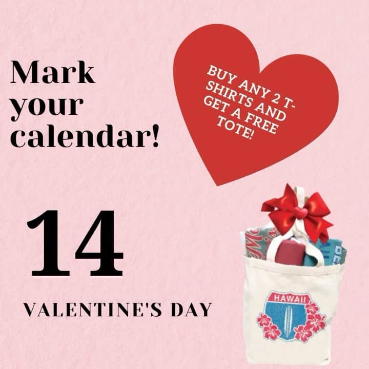 マリブシャツのインスタグラム：「Buy any 2 t-shirts and get a free tote! ❣️🛍 #valentinesday #free #malibushirts」