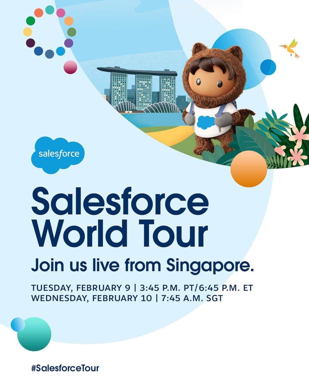 Salesforce さんのインスタグラム写真 - (Salesforce Instagram)「2021, we have a good feeling about you. ✨ Get ready for the all-new #SalesforceTour — an original series broadcast live from surprise locations around the world. 🌎 The stage is set in Singapore. Tap the 🔗 link in bio to register now. Follow @dreamforce for more updates and Salesforce events.」2月3日 5時06分 - salesforce