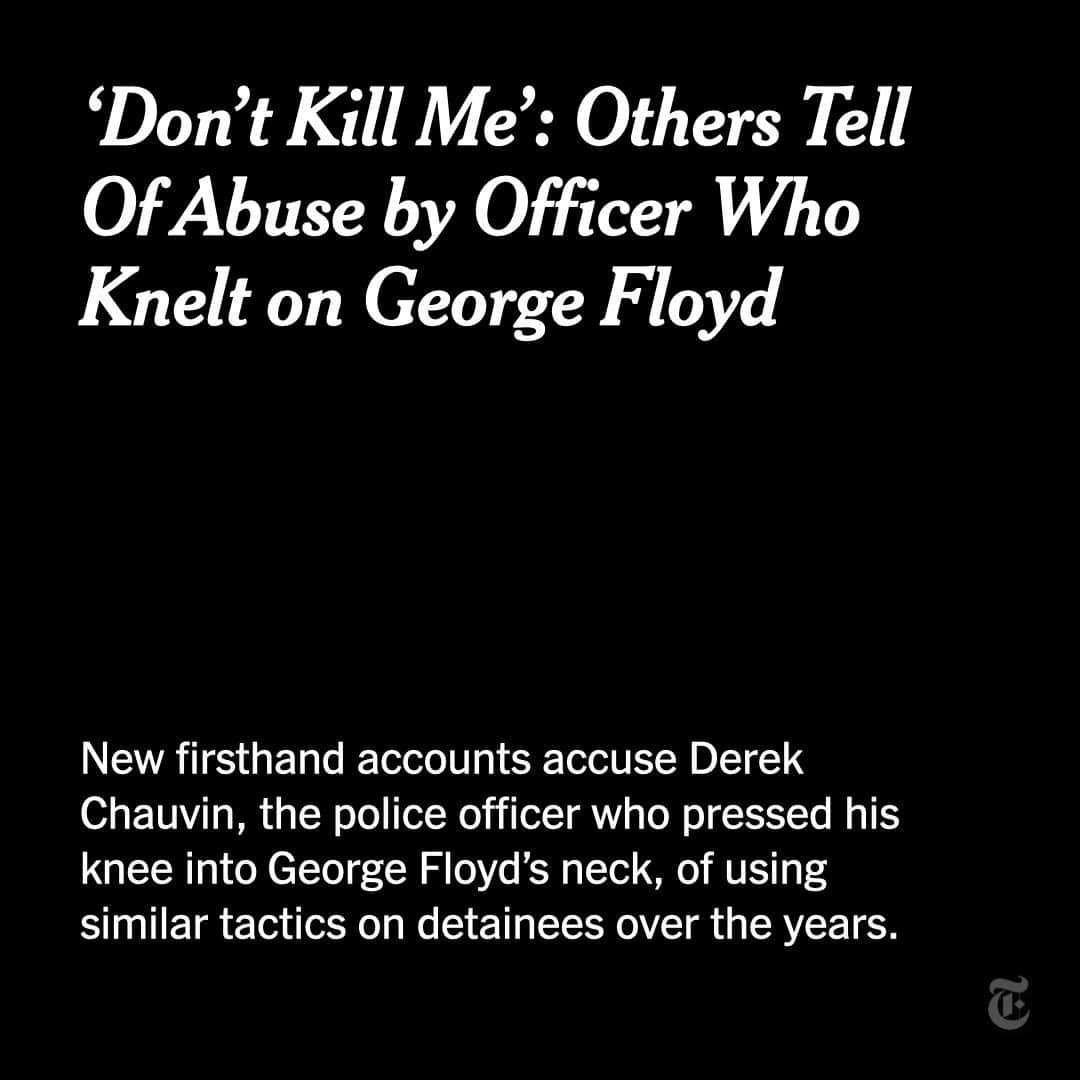 ニューヨーク・タイムズさんのインスタグラム写真 - (ニューヨーク・タイムズInstagram)「Prosecutors said six cases showed that Derek Chauvin, the officer charged in George Floyd's death, used excessive force as far back as 2015 when he restrained people — several by their necks or by kneeling on top of them — as he did in arresting Floyd.    Nearly three years before Chauvin knelt on Floyd, Zoya Code found herself in a similar position: handcuffed facedown on the ground, with Chauvin’s knee on her.   The officer had answered a call of a domestic dispute at her home, and Code said he forced her down when she tried to pull away.   “He just stayed on my neck,” Code said, ignoring her desperate pleas to get off. Frustrated and upset, she challenged him to press harder. “Then he did. Just to shut me up,” she said.   Her case was one of the six arrests that the Minnesota Attorney General’s office sought to introduce in the case against Chauvin, arguing that they showed how he was using excessive force when he restrained people. Police records show that Chauvin was never formally reprimanded for any of these incidents, even though at least two of those arrested said they had filed formal complaints.   Of the six people arrested, two were Black, one was Latino and one was Native American. The race of two others was not included in the arrest reports that reporters examined.   Discussing the encounters publicly for the first time in interviews with The Marshall Project, three people who were arrested by Chauvin and a witness in a fourth incident described him as an unusually rough officer who was quick to use force and callous about their pain. Tap the link in our bio to read more about the interviews, which provide new insight into the history of a police officer whose handling of Floyd’s arrest led to months of protests in dozens of cities.」2月3日 6時37分 - nytimes